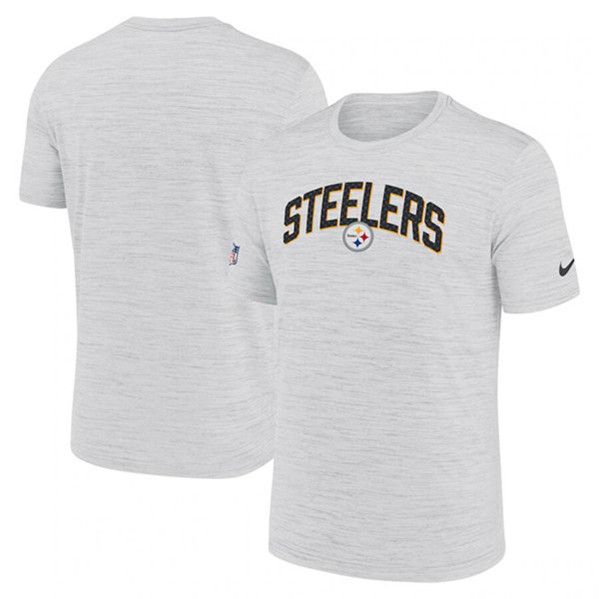 Men's Pittsburgh Steelers White Sideline Velocity Stack Performance T-Shirt
